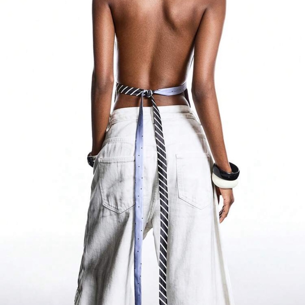 Statement Patchwork Tie Halter Vest Top | Size M … - image 4